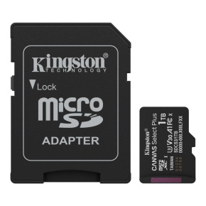 Kingston MicroSDXC karta 1TB Canvas Select Plus, U3, V30, A1, SD Adaptér Kingston MicroSDXC karta 1TB Canvas Select Plus, U3, V30, A1, SD Adaptér