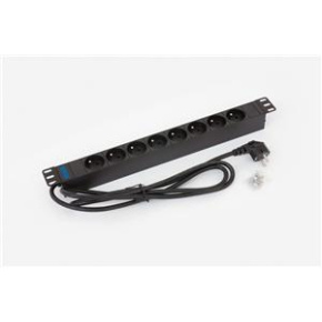 19" 8xCZ zásuvka, 3x1.5mm 2m kábel CZ-DE, RAL9005