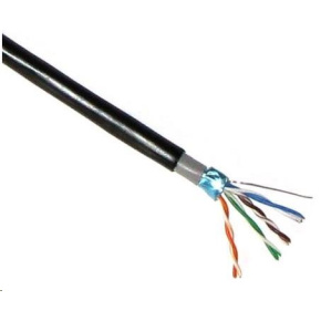 FTP kabel LYNX Cat5E, drát, dvojitý venkovní PE+PVC, černý, 305m cívka