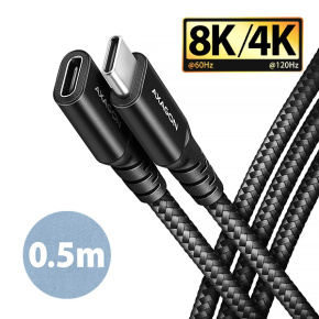 AXAGON BUCM32-CF05AB predlžovací kábel USB-C (M) <-> USB-C (F), 0.5m, USB 20Gbps, PD 240W ALU oplet