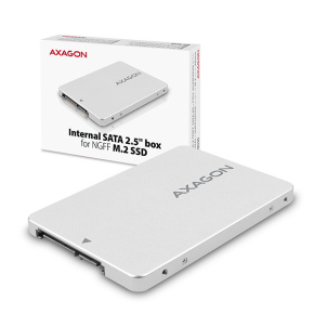 AXAGON RSS-M2SD, SATA - M.2 SATA SSD, interný 2.5" ALU box, strieborný