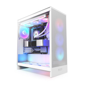 NZXT skříň H7 Flow RGB edition / ATX / 3x 140 mm fan / USB-C / 2x USB / prosklená bočnice / mesh panel / RGB / bílá NZXT skříň H7 Flow RGB edition / ATX / 3x 140 mm fan / USB-C / 2x USB / prosklená bočnice / mesh panel / RGB / bílá