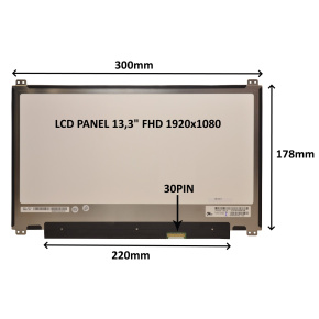 LCD PANEL 13,3" FHD 1920x1080 30PIN MATNÝ / ÚCHYTY HORE A DOLE LCD PANEL 13,3" FHD 1920x1080 30PIN MATNÝ / ÚCHYTY HORE A DOLE