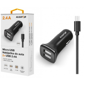 ALIGATOR Ponúka. do auta microUSB 2,4A TCH čierna