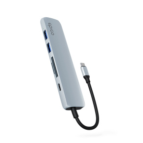 Epico 6v1 hliníkový USB-C 8K hub - modrá