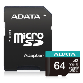 ADATA V30S/micro SDXC/64GB/UHS-I U3 / Class 10/+ Adaptér ADATA V30S/micro SDXC/64GB/UHS-I U3 / Class 10/+ Adaptér