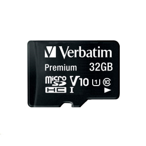 Karta VERBATIM MicroSDHC 32GB Premium, U1 + SD adaptér Karta VERBATIM MicroSDHC 32GB Premium, U1 + SD adaptér