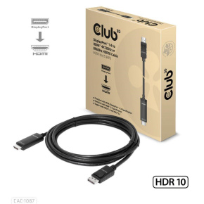 Club3D kábel DP 1.4 na HDMI, 4K120Hz alebo 8K60Hz HDR10, M/M, 3 m Club3D kábel DP 1.4 na HDMI, 4K120Hz alebo 8K60Hz HDR10, M/M, 3 m