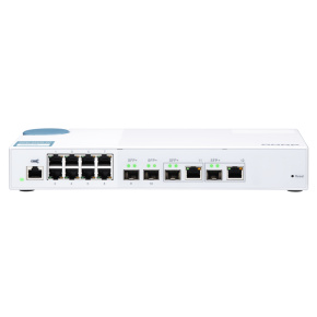 QNAP riadený switch QSW-M408-2C (12portov: 8x Gigabit port + 4x 10G SFP+ /2x 10GbE kombo porty)
