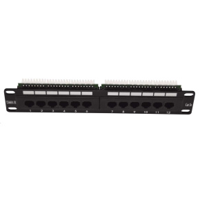 10" Patch panel LEXI-Net 12port, UTP, Cat5E, duální svorkovnice, černý