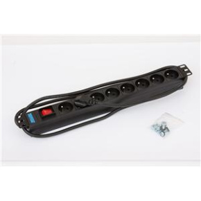 19" 8xCZ zás. vypínač, 3x1.5mm 2m kab. CZ-DE,RAL9005