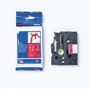 BROTHER TZE-RW34 - 12 mm široká kazeta s TZ páskou, 4 m TEXTILNÁ páska - na výrobu darčekov - NEŠPECKOVATÁ - ČERVENÁ PÁSKA, ZLATÝ POTISK BROTHER TZE-RW34 - 12 mm široká kazeta s TZ páskou, 4 m TEXTILNÁ páska - na výrobu darčekov - NEŠPECKOVATÁ - ČERVENÁ PÁSKA, ZLATÝ POTISK