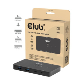 Club3D KVM Switch, 2xUSB-C na HDMI, 4K60Hz, PD 100W Club3D KVM Switch, 2xUSB-C na HDMI, 4K60Hz, PD 100W