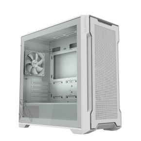 GIGABYTE case GB-C102GI, Mid Tower, 2x USB3.0, Průhledná bočnice, 2x 120mm Fan, bílá