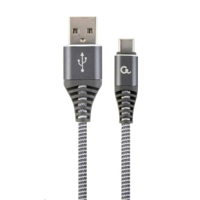 GEMBIRD CABLEXPERT USB 2.0 Kábel AM na typ C (AM/CM), 1 m, opletený, sivý a biely, blister, PREMIUM KVALITA GEMBIRD CABLEXPERT USB 2.0 Kábel AM na typ C (AM/CM), 1 m, opletený, sivý a biely, blister, PREMIUM KVALITA