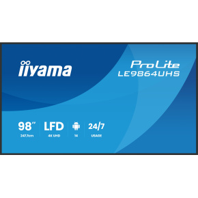 98" iiyama LE9864UHS-B1AG:VA,4K UHD,Android,24/7 98" iiyama LE9864UHS-B1AG:VA,4K UHD,Android,24/7