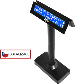 LCD zákaznícky displej Virtuos FL-730MB 2x20, RS232, obojstranný, čierny