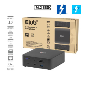 Club3D Dokovací stanice Thunderbolt 5 13v1, 1x M.2 SSD slot, 1xUSB-C TB5, 2xUSB-C,3xUSB-A,2xHDMI,1xmicroSD/SD,1xEthernet Club3D Dokovací stanice Thunderbolt 5 13v1, 1x M.2 SSD slot, 1xUSB-C TB5, 2xUSB-C,3xUSB-A,2xHDMI,1xmicroSD/SD,1xEthernet